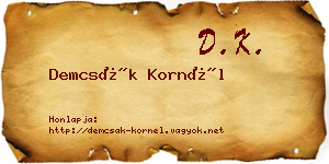 Demcsák Kornél névjegykártya